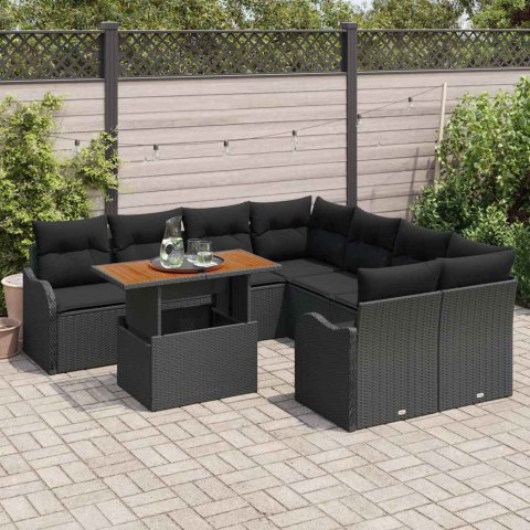 Zestaw Sof na Ogród z poduszką 7 pcs Czarny