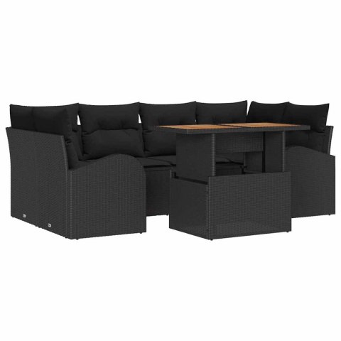 Zestaw Sof na Ogród z poduszką 7 pcs Czarny