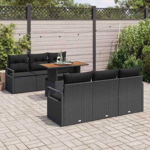 Zestaw Sof na Ogród z poduszką 7 pcs Czarny