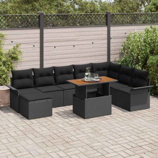 Zestaw Sof na Ogród z poduszką 9 pcs Czarny