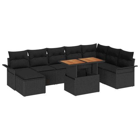 Zestaw Sof na Ogród z poduszką 9 pcs Czarny