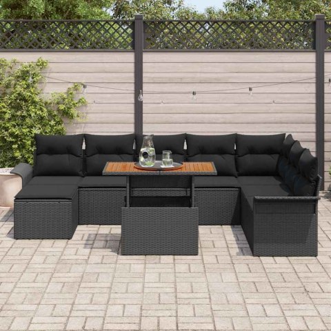 Zestaw Sof na Ogród z poduszką 9 pcs Czarny
