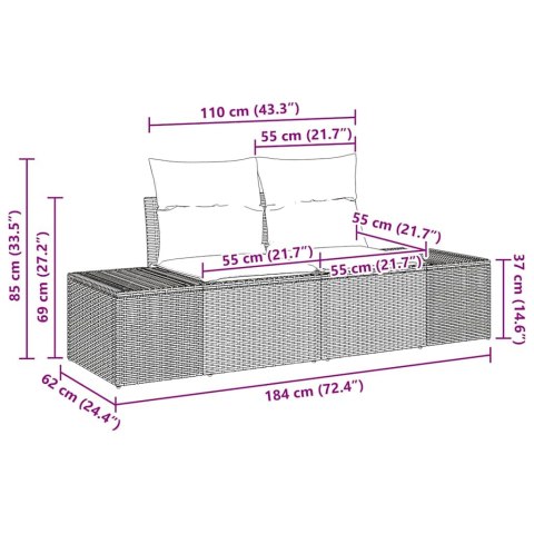 Zestaw Sof z poduszką 5 pcs Czarny polirattan