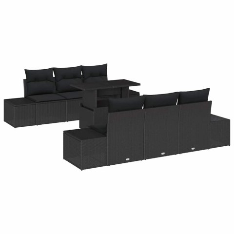 Zestaw Sof z poduszką 7 pcs Czarny polirattan