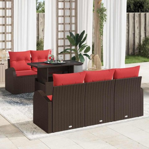 Zestaw Sof na Ogród z poduszką 6 pcs Brązowy Rattan poli