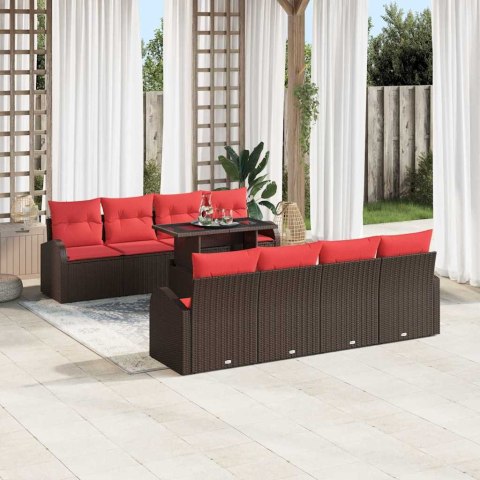 Zestaw Sof na Ogród z poduszką 9 pcs Brązowy Rattan poli