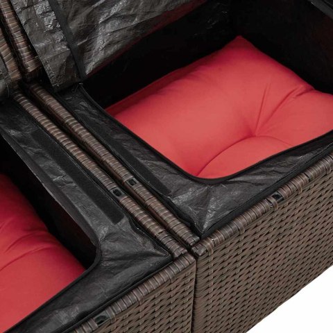 Zestaw Sof na Ogród z poduszką 9 pcs Brązowy Rattan poli