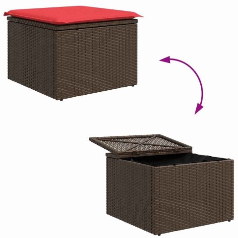 Zestaw Sof z poduszką 6 pcs Brązowy i czerwony polirattan