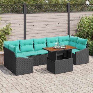 Zestaw do jadalni w ogrodzie 8 pcs Czarny i Turkusowy