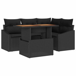Zestaw do jadalni w ogrodzie z poduszką 5 pcs Czarny i Brązowy