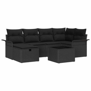 Zestaw Sof na Ogród z poduszką 7 pcs Czarny polirattan