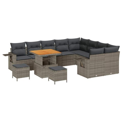 Zestaw Sof na Ogród 12 pcs Szary polirattan