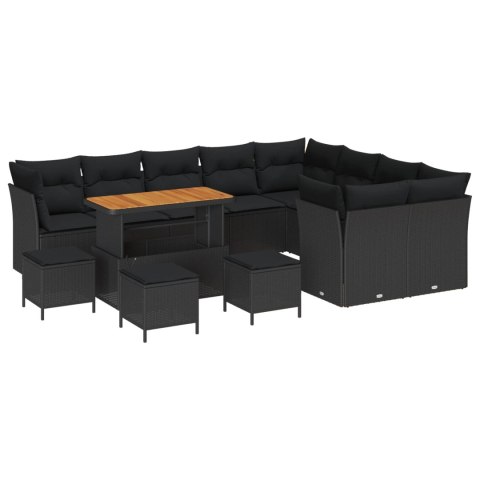 Zestaw Sof na Ogród 13 pcs Czarny polirattan