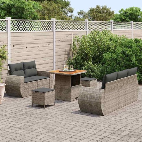 Zestaw Sof na Ogród 8 pcs Szary polirattan