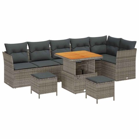 Zestaw Sof na Ogród 9 pcs Szary polirattan